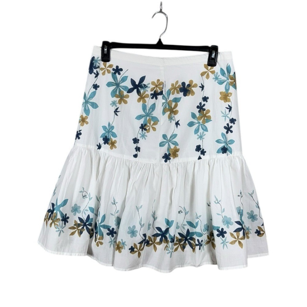 Womens Handmade Floral Tiered Skirt Size Large Bohemian Coastal Coquette Beachy - Picture 1 of 4